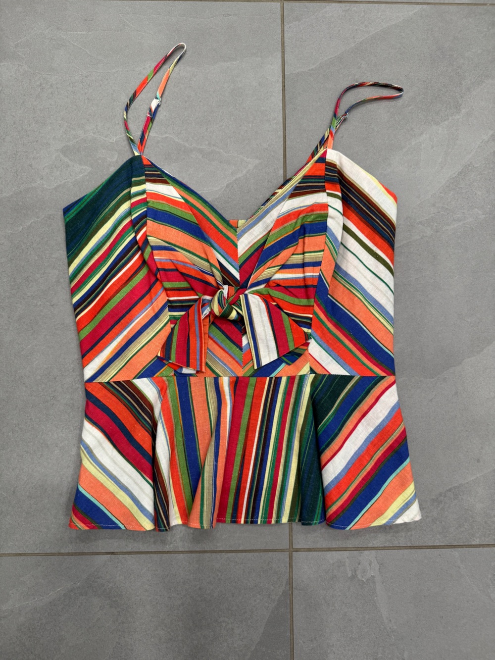 Parker Multicolor Striped Tie-Front A-Line top